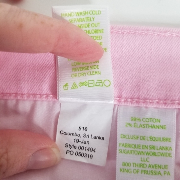 Lilly Pulitzer South Ocean Crop Flare Pink Tropics Polka Dot Denim Jeans Size 2 - Picture 12 of 15